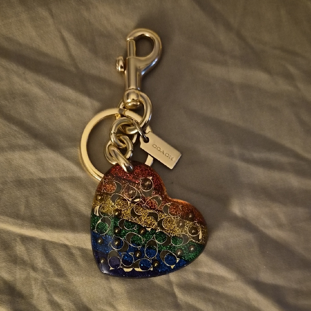 Coach Multicolor Heart Keychain